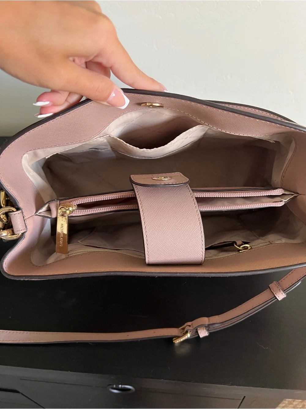 Michael Kors Blush Pink Saffiano Leather Shoulder Bag with Gold Hardware